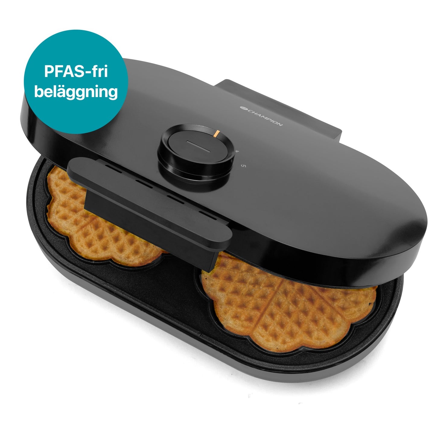 Double Waffle Maker, 1600W, Heart-Shaped, PFAS-Free