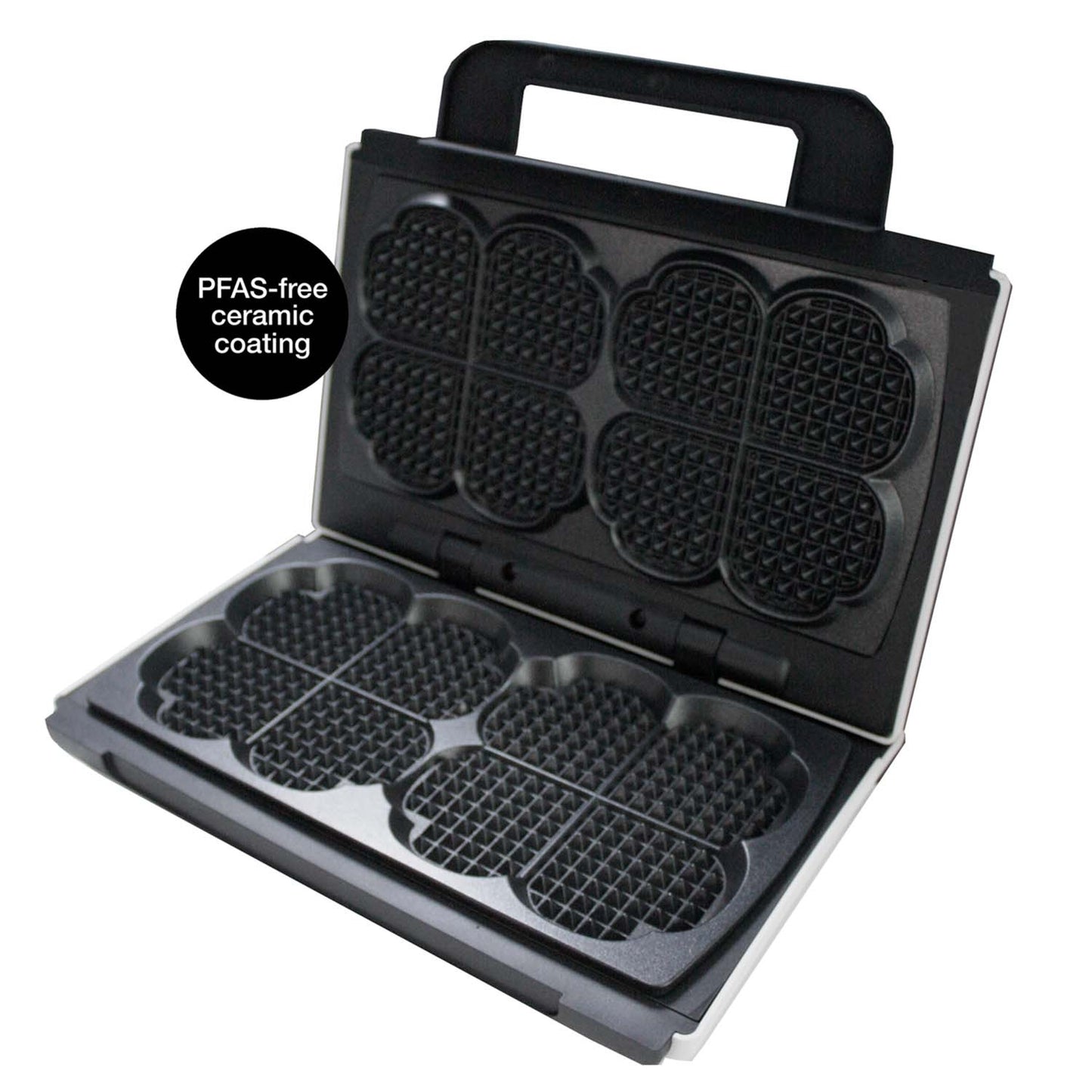 Double Waffle Maker, White Ceramic Surface