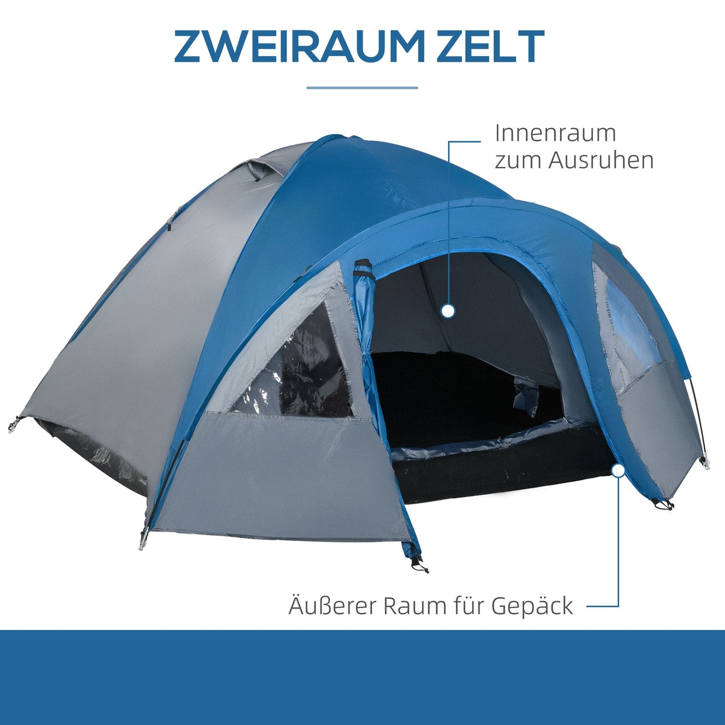Waterproof dome tent for 4 people - 4 seasons, mosquito net
