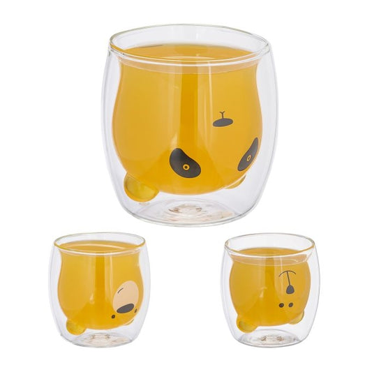 Double Walled Bear Glasses Set of 3
