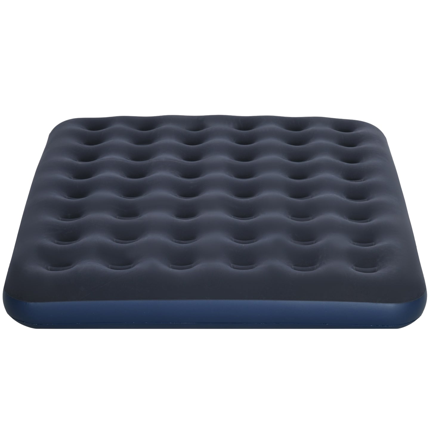 Double air bed for camping, foldable, dark blue, 203x152x22 cm
