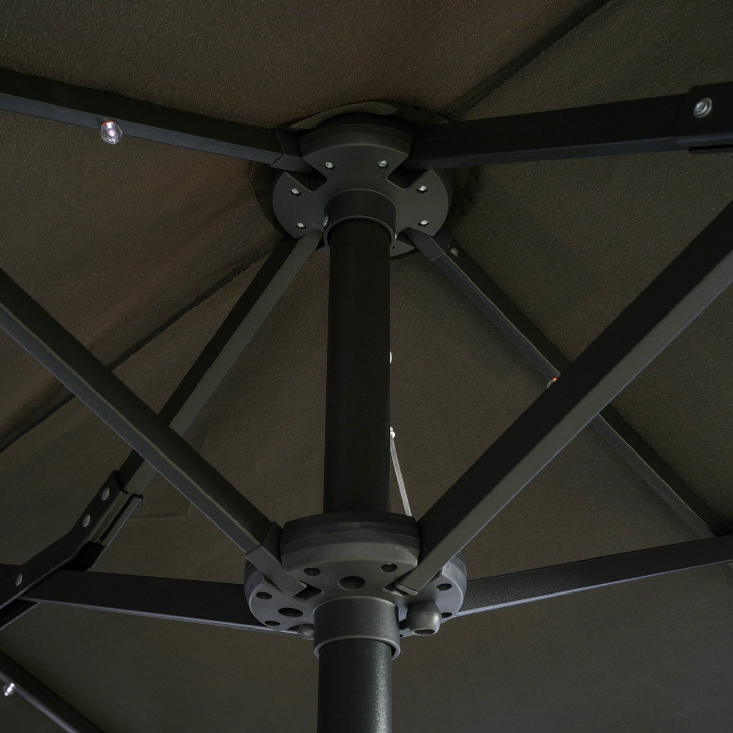 Double garden parasol, 295x219cm, windproof with LED & Tilt