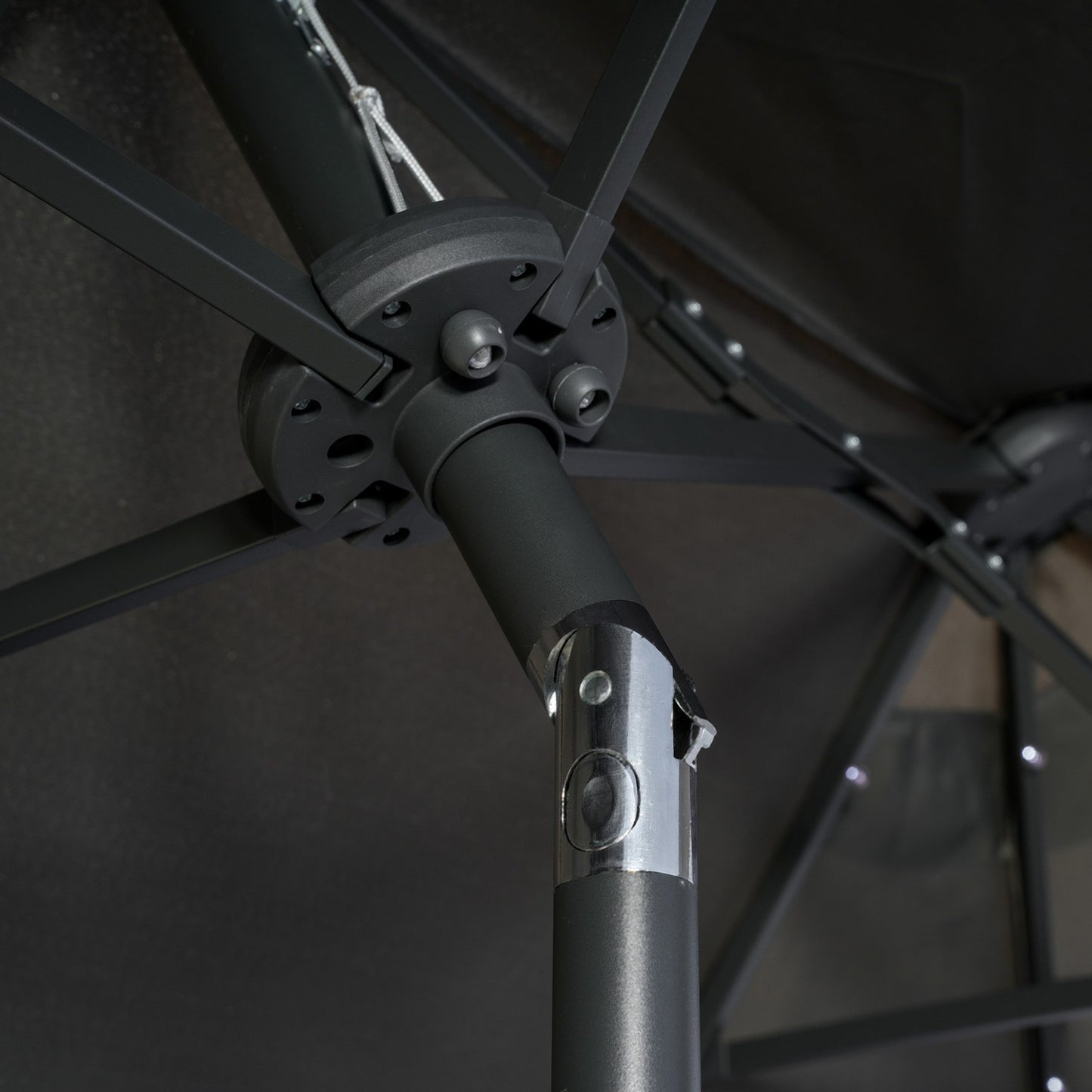 Double garden parasol, 295x219cm, windproof with LED & Tilt