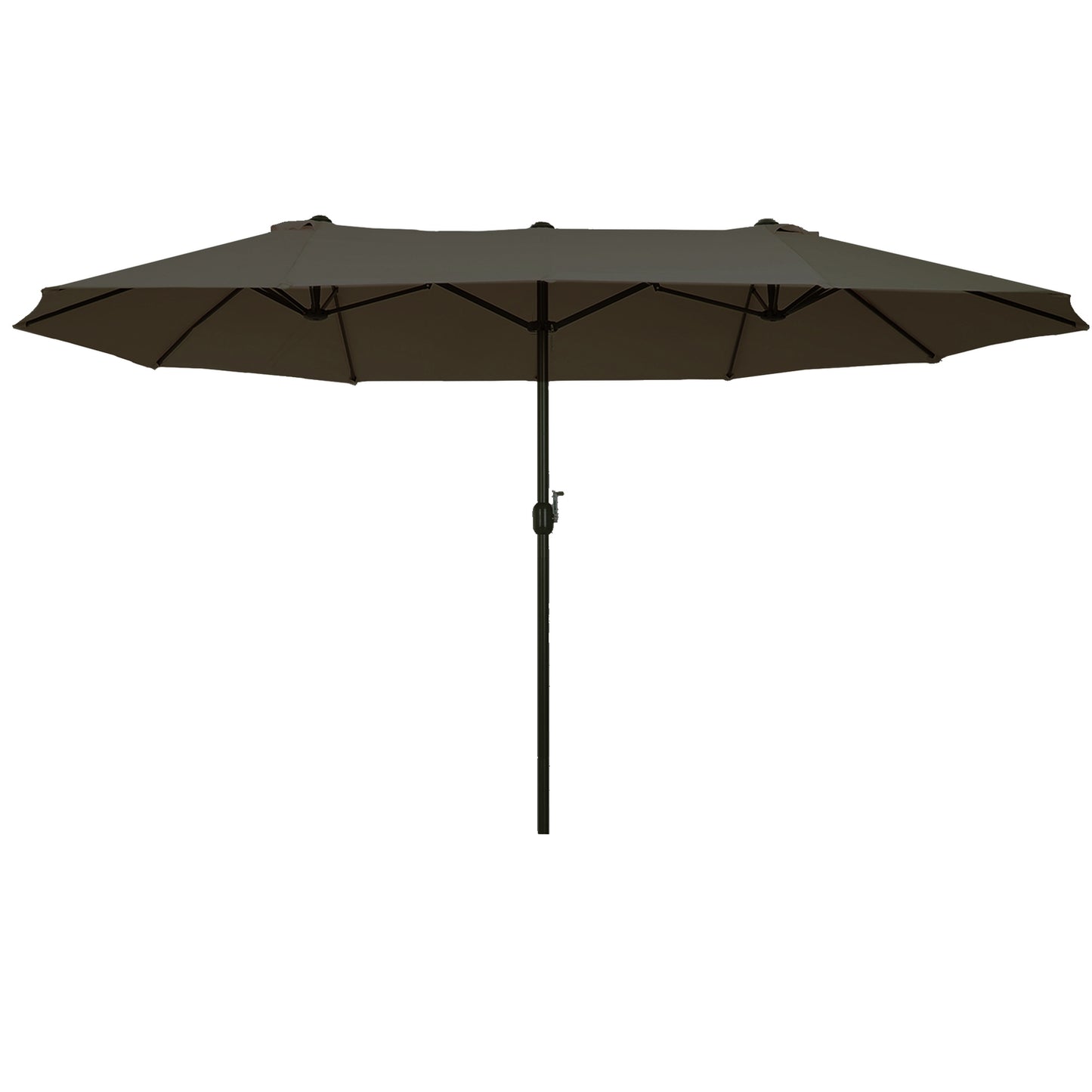 Double parasol garden umbrella, grey, oval, hand crank
