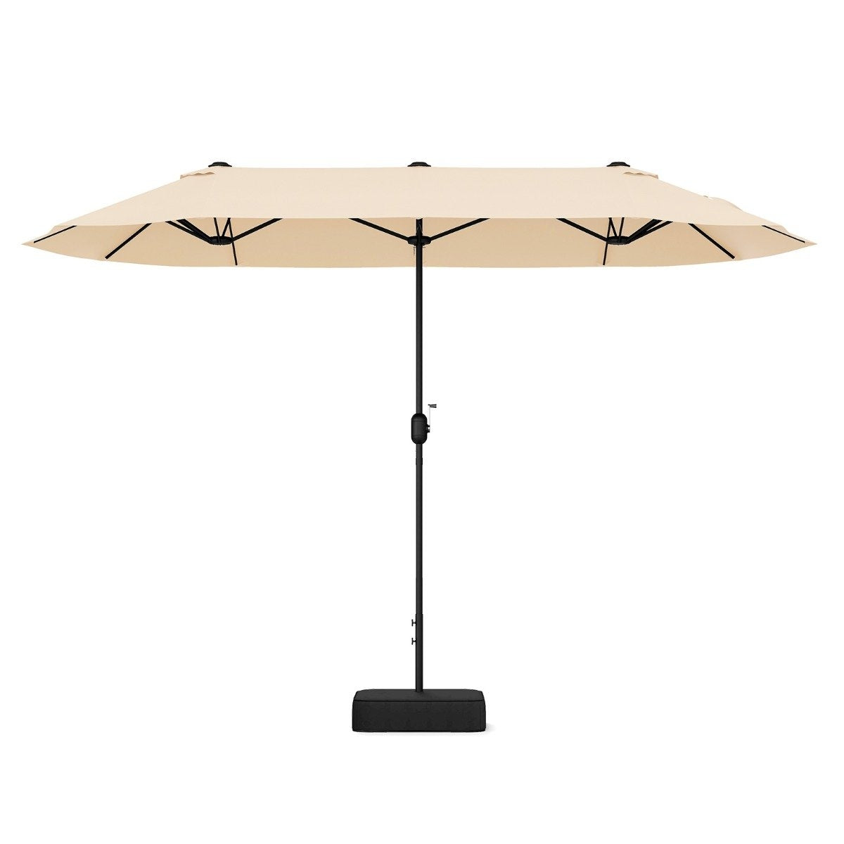Double parasol with stand 400 x 200 cm parasol large XXL beige