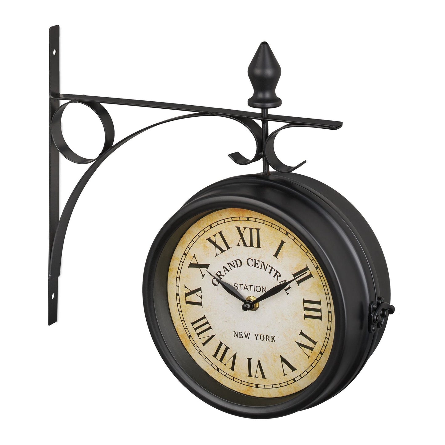 Double-sided station clock in black