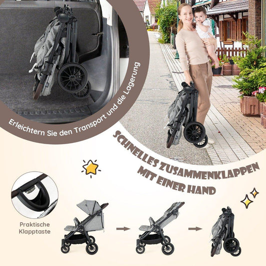 Double stroller sibling stroller with individual tilt 105 x 78.5 x 106 cm gray