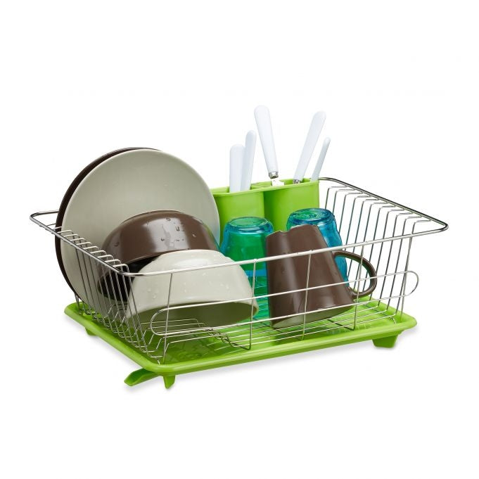 Drain basket green with plastic bowl