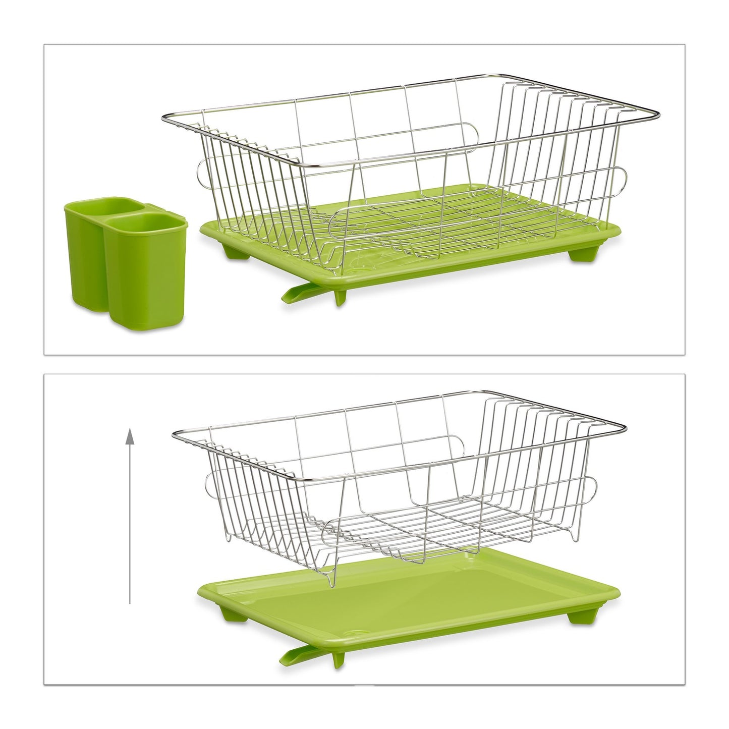Drain basket green with plastic bowl