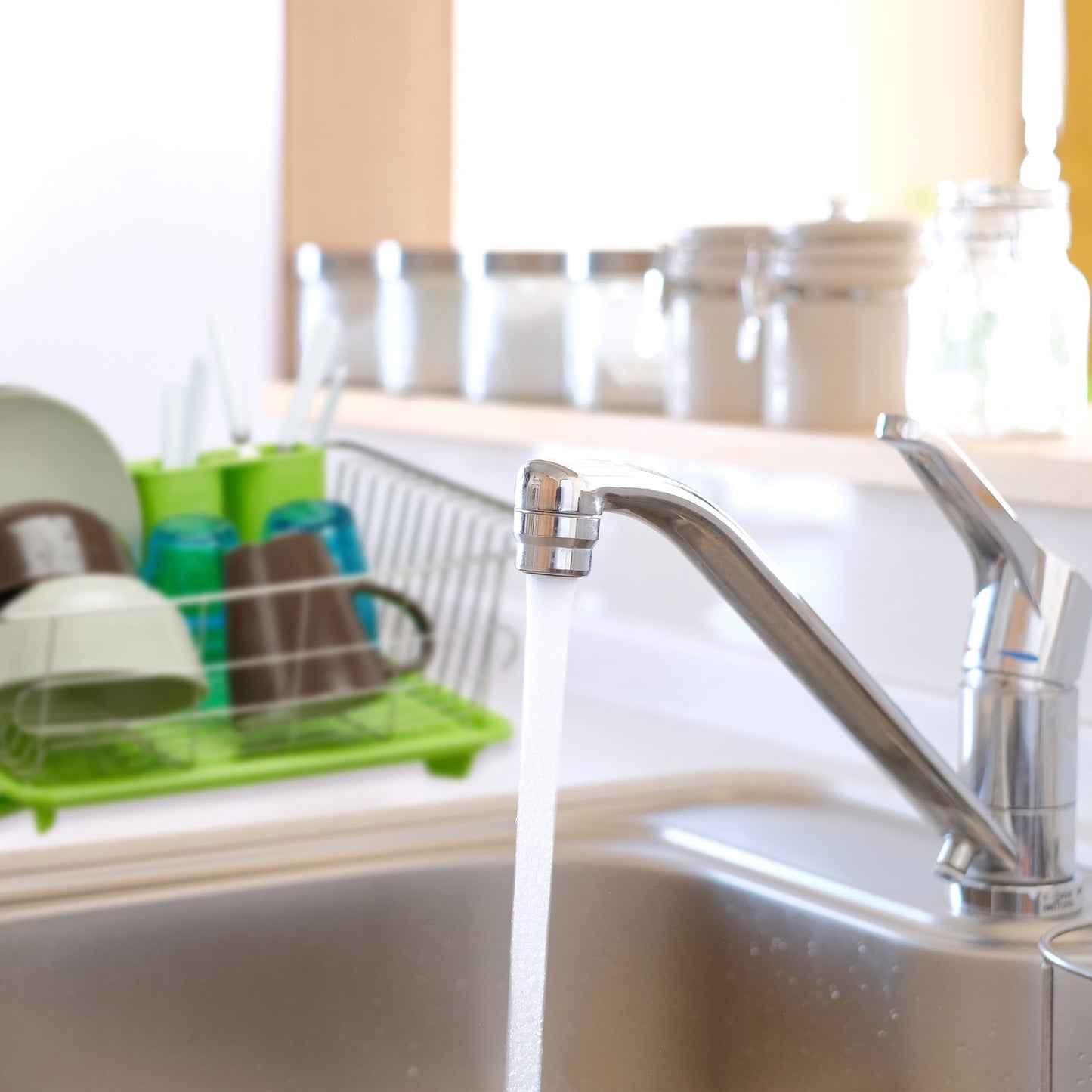 Drain basket green with plastic bowl