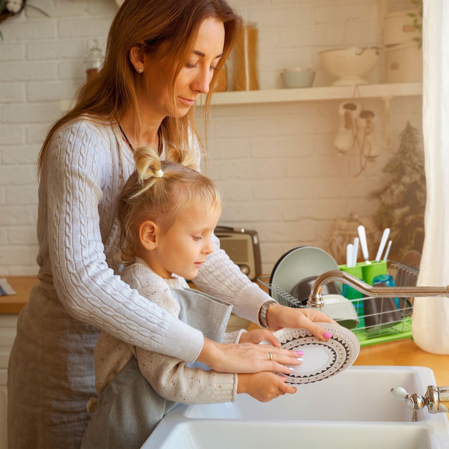 Drain basket green with plastic bowl