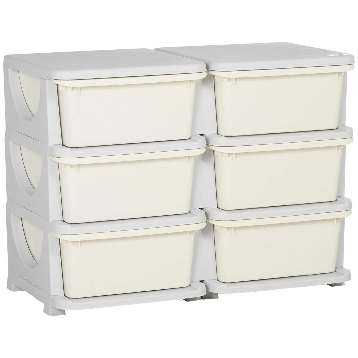 Chest of drawers in cream for children with storage in 6 levels