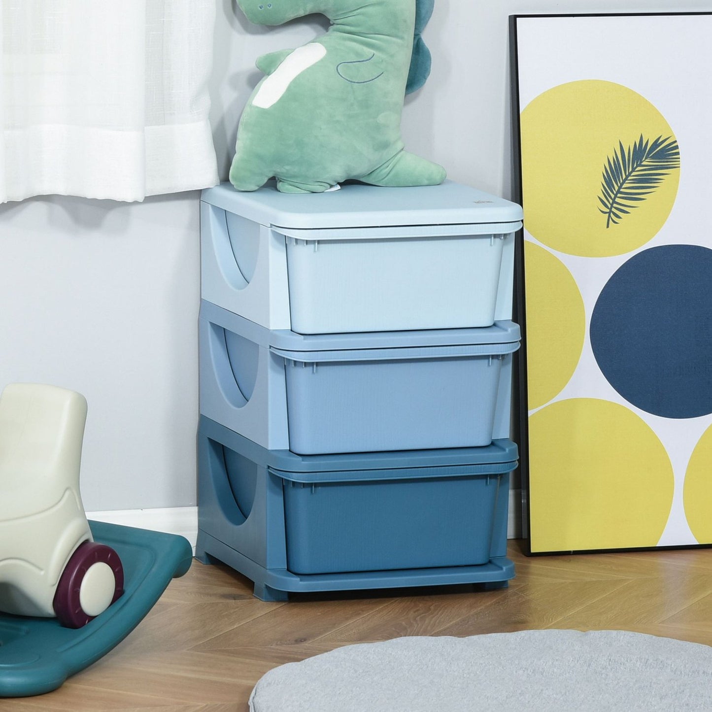 Children's storage cabinet with drawers, blue, 3-6 years, 37x37x56.5 cm