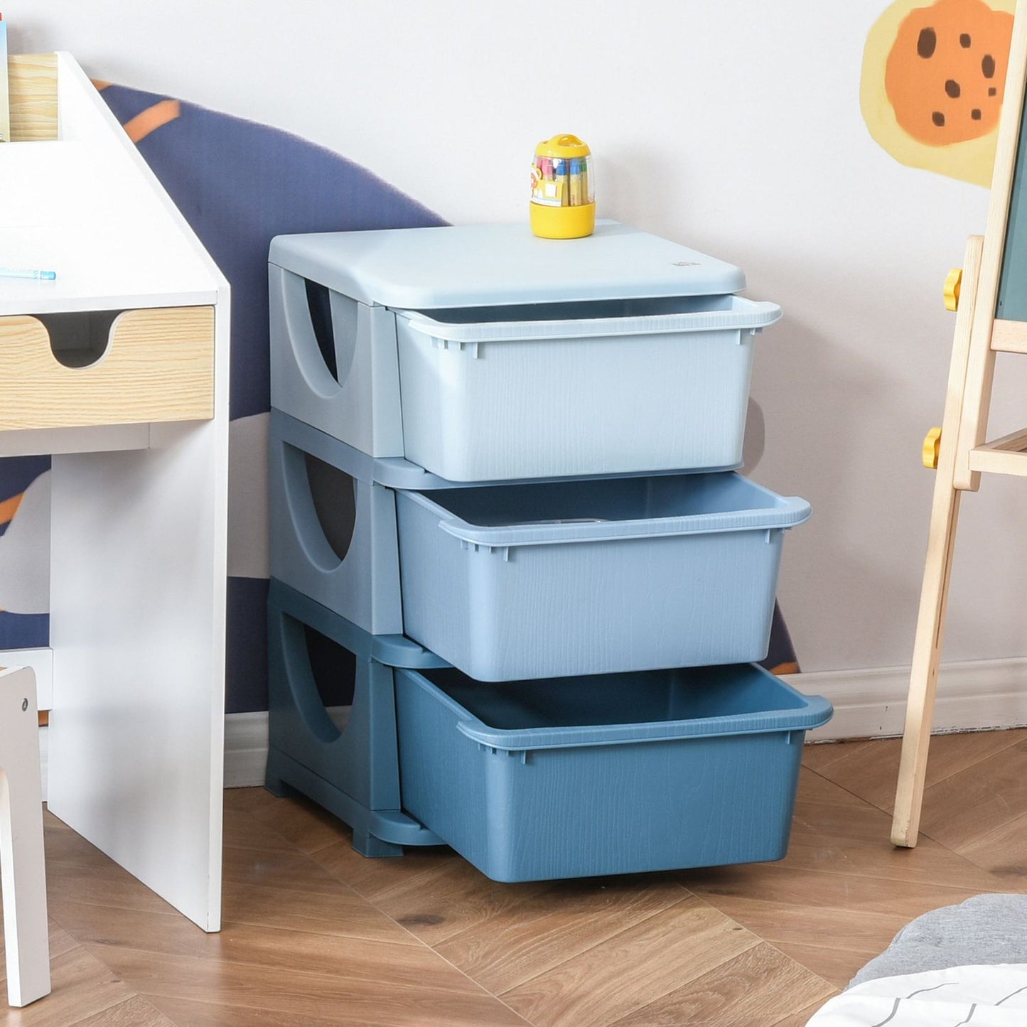 Children's storage cabinet with drawers, blue, 3-6 years, 37x37x56.5 cm