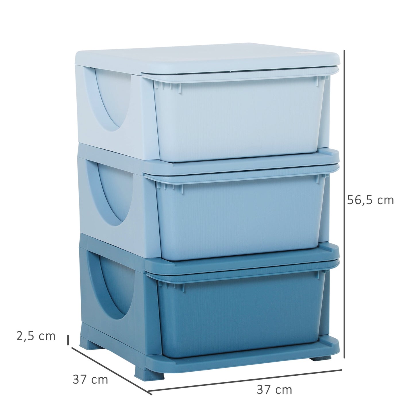 Children's storage cabinet with drawers, blue, 3-6 years, 37x37x56.5 cm