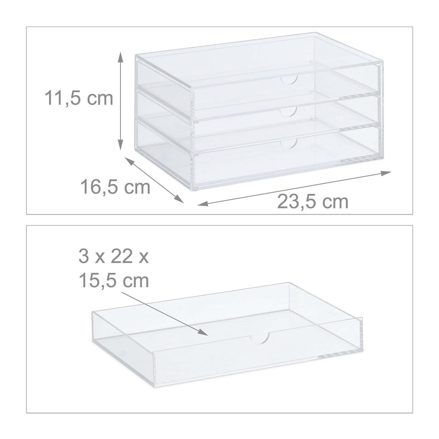 Drawer box in acrylic