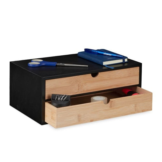 Drawer box in bamboo & MDF 2 compartments