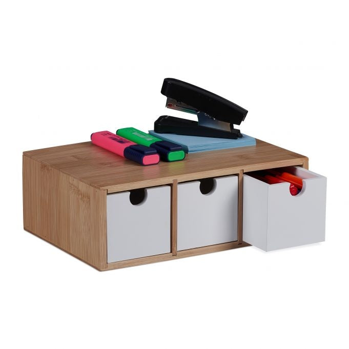 Drawer box in bamboo & MDF 3 compartments