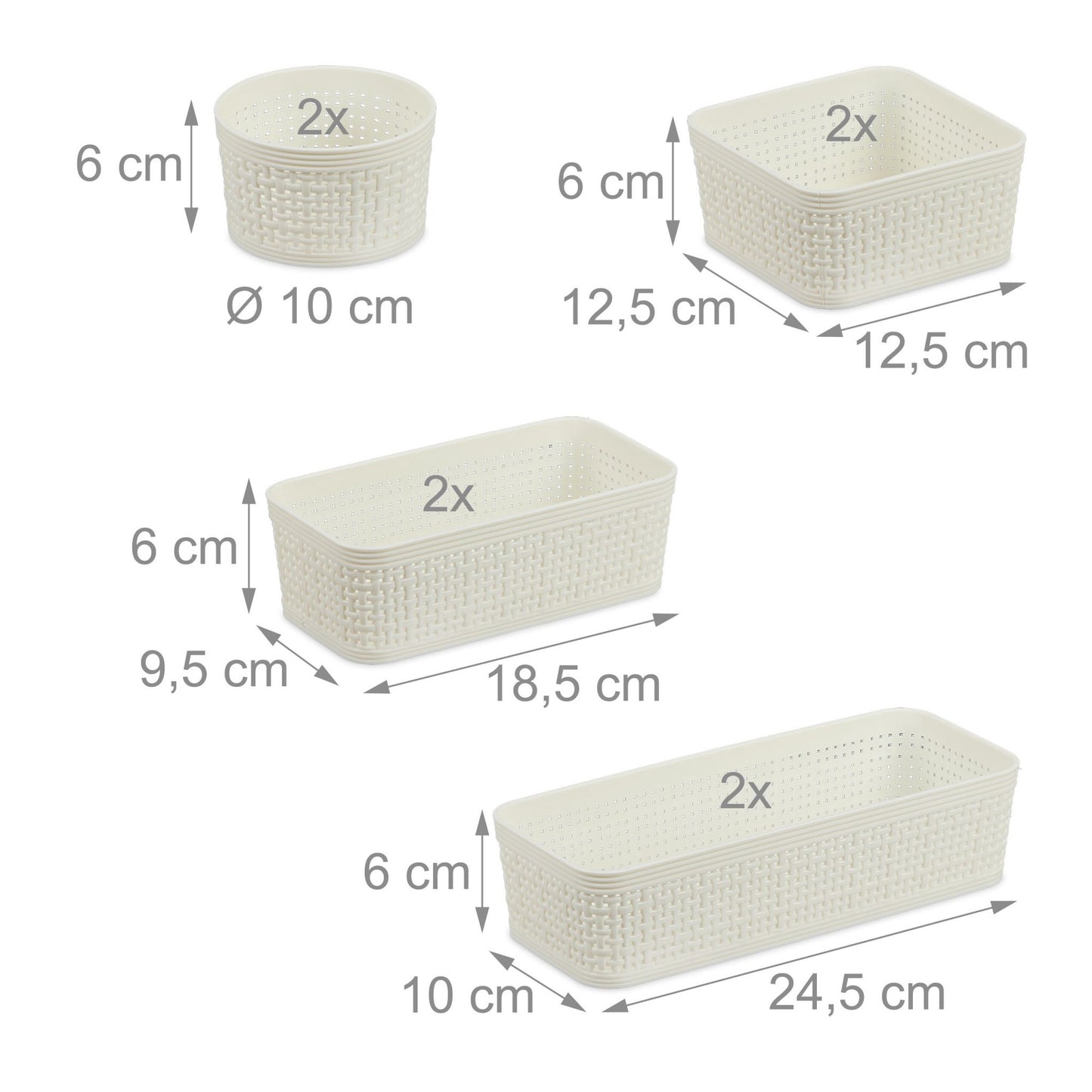 Drawer organizer in the 10-piece set
