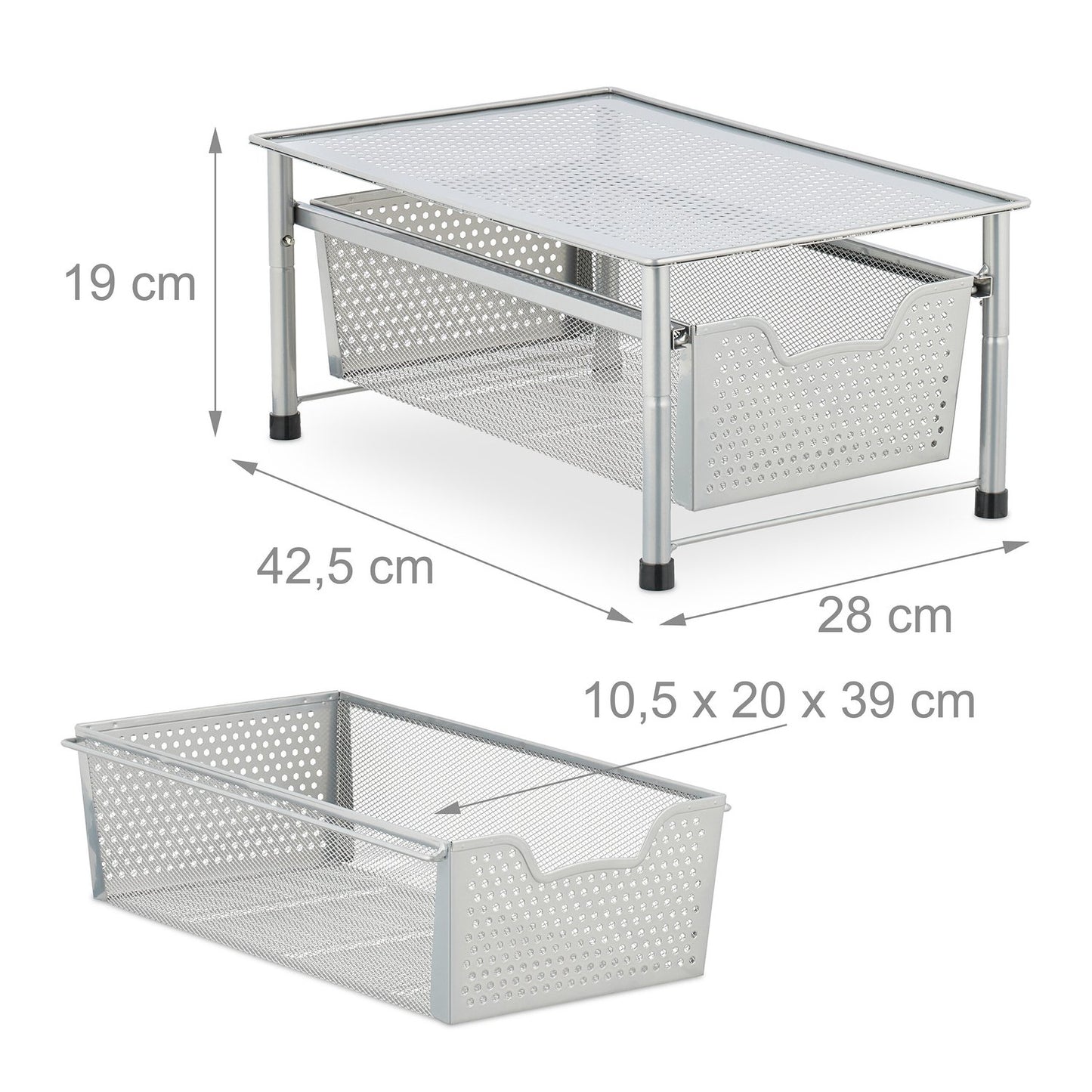 Drawer shelf with pull-out basket