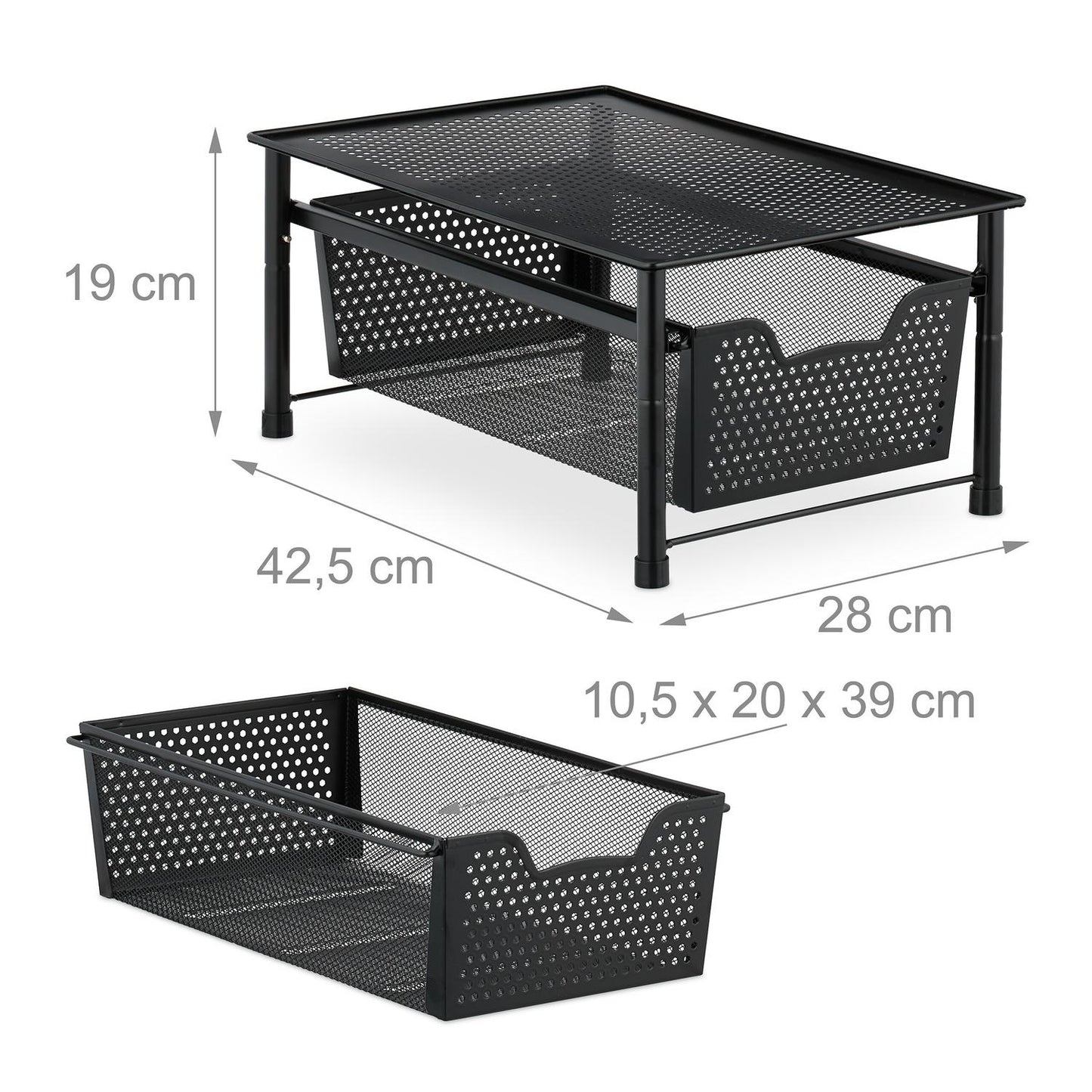Drawer shelf with pull-out basket