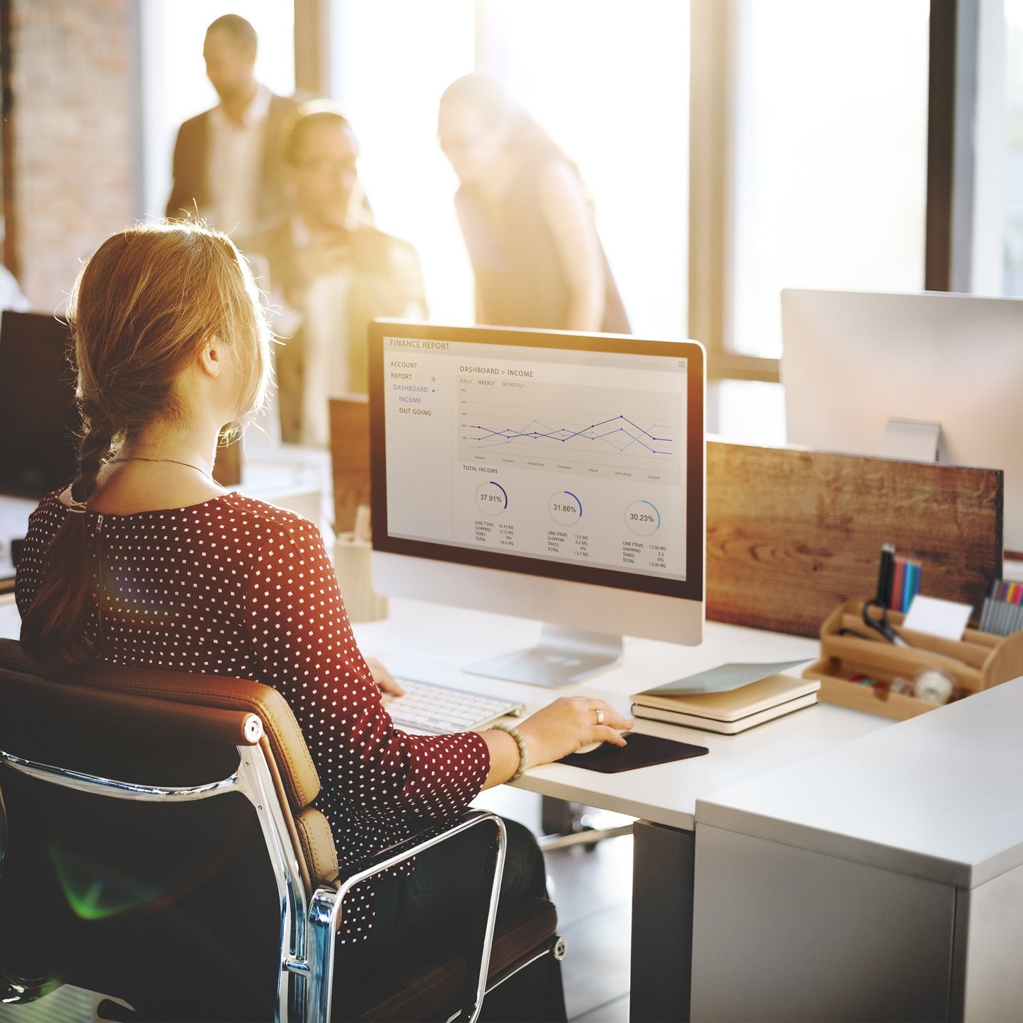 Drawer storage for desks in bamboo