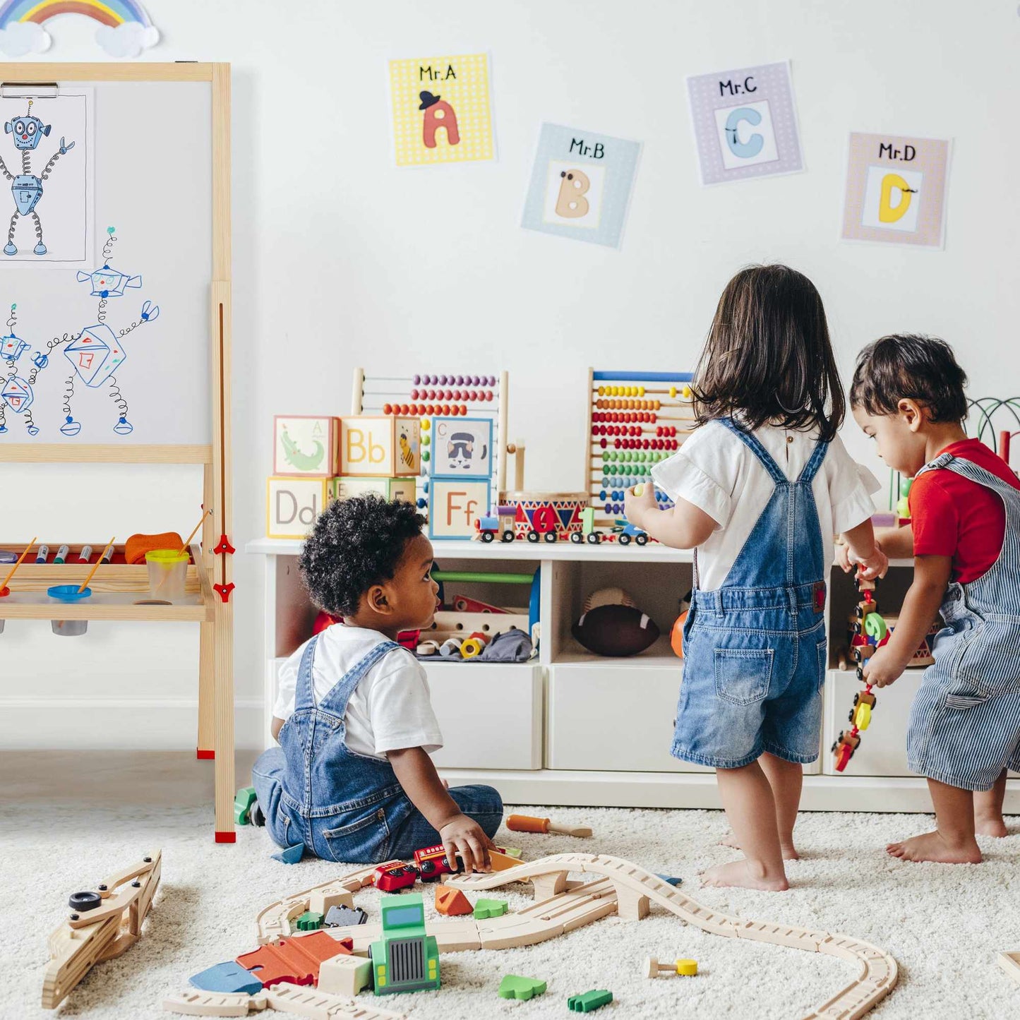 Drawing easel for children with whiteboard