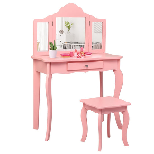 Dressing table dressing table and stool set for children 70 x 34 x 103 cm pink