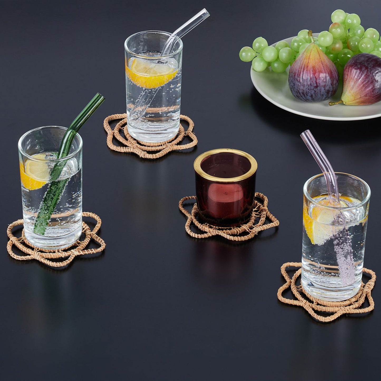 Drink Coaster Set, Palm Fibre, Heat-Resistant, 4-Pack