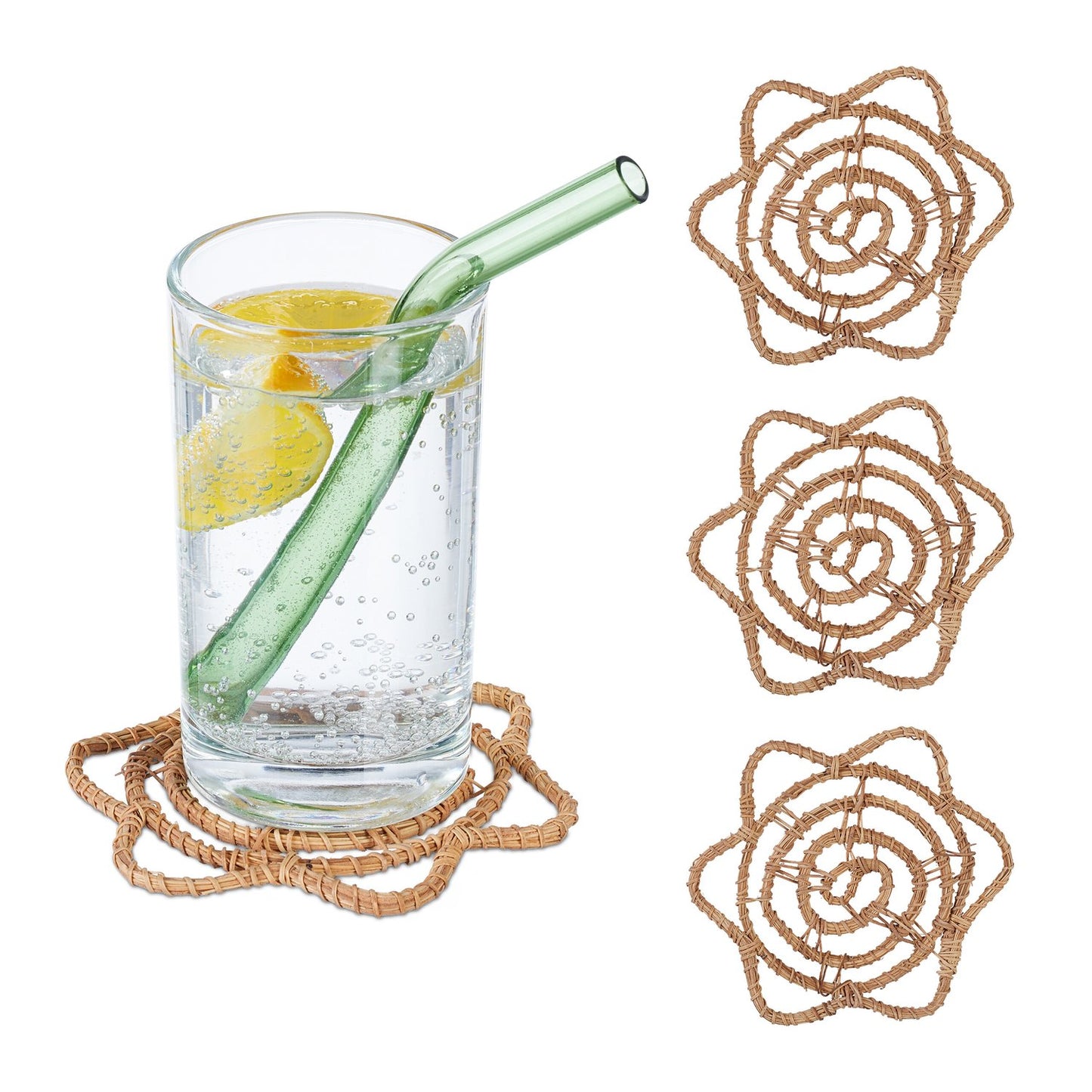 Drink Coaster Set, Palm Fibre, Heat-Resistant, 4-Pack