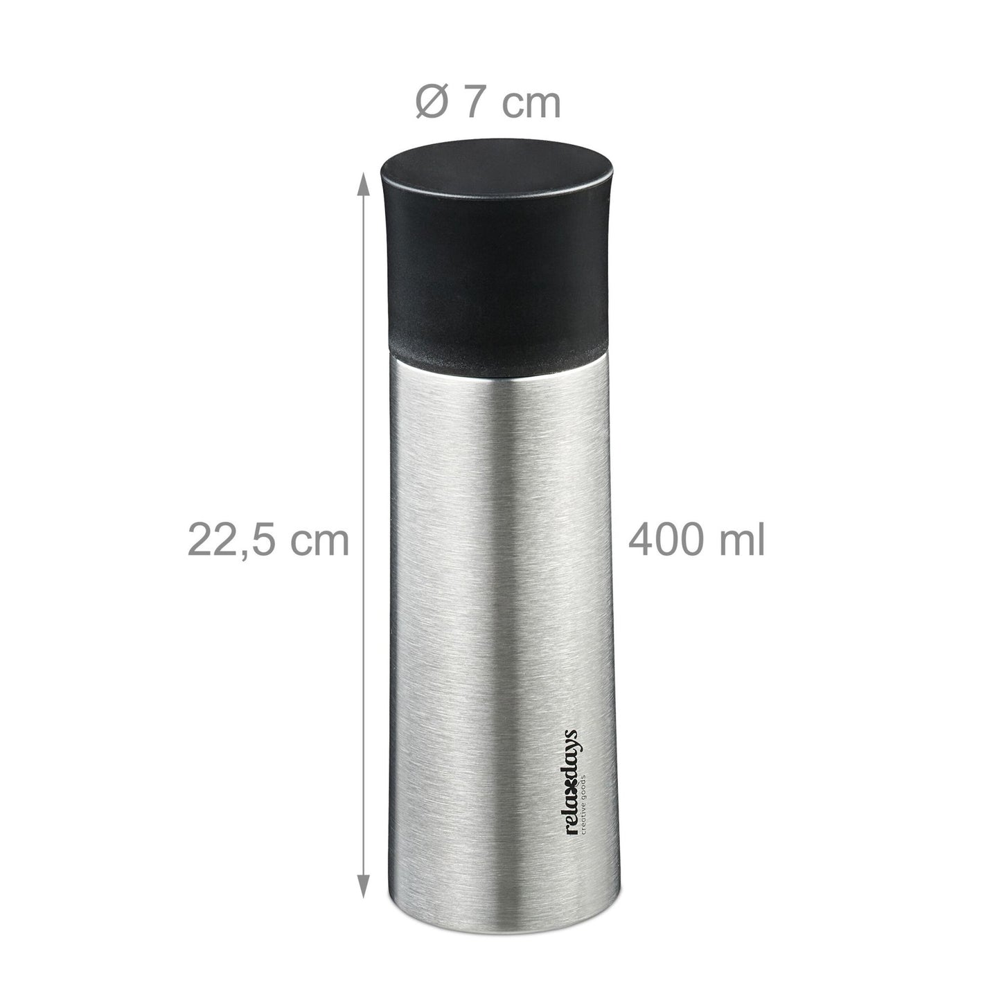 Drinking bottle in stainless steel 400 ml with cup