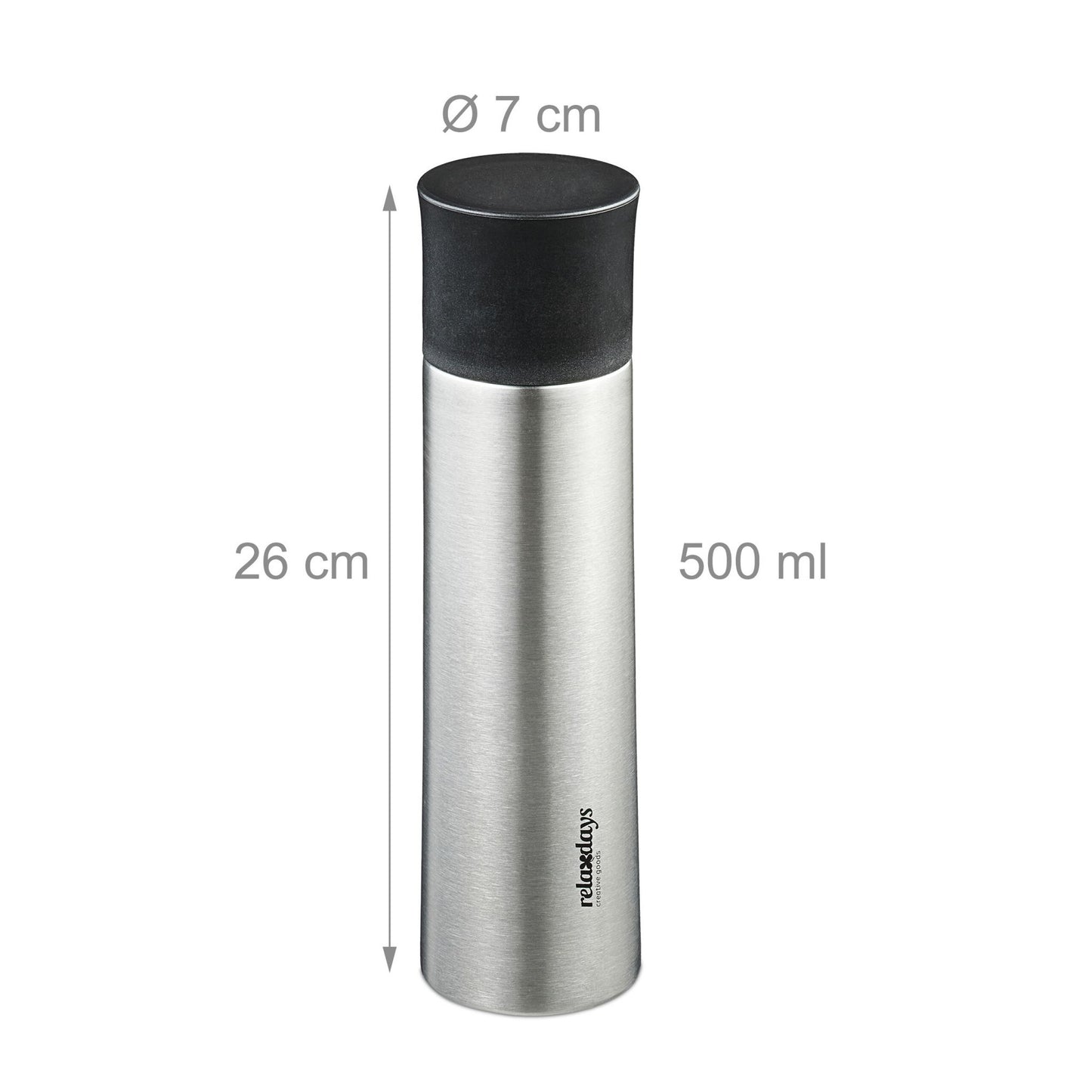 Drinking bottle in stainless steel 500 ml with cup