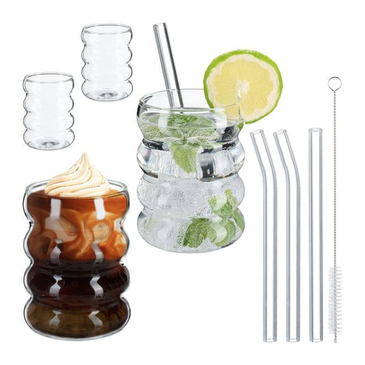 Drinking glasses in wave shape 4-pack