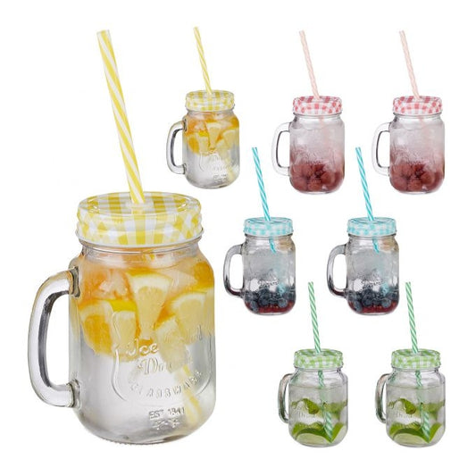 Drinking glasses with straws - set of 8