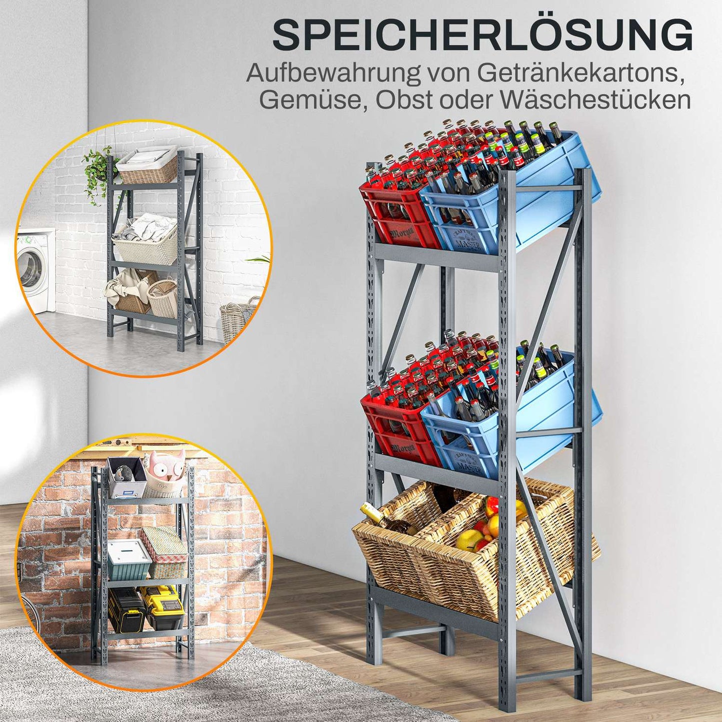 Freestanding Beverage boxes in gray steel - 6 trays, adjustable levels