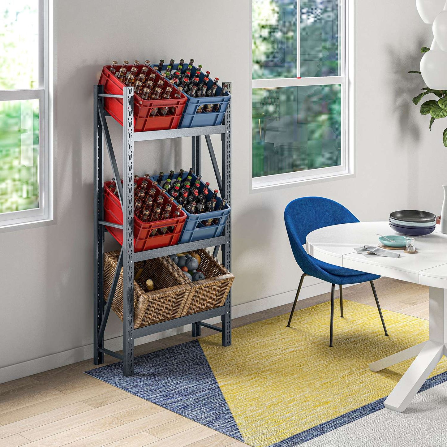 Freestanding Beverage boxes in gray steel - 6 trays, adjustable levels