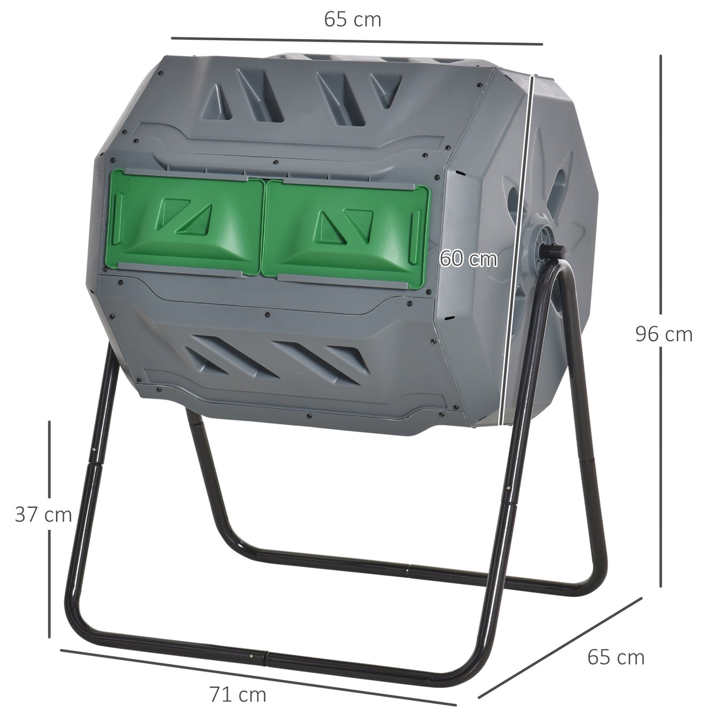 Rotating drum composter 160L - Dual Chamber Efficient grey