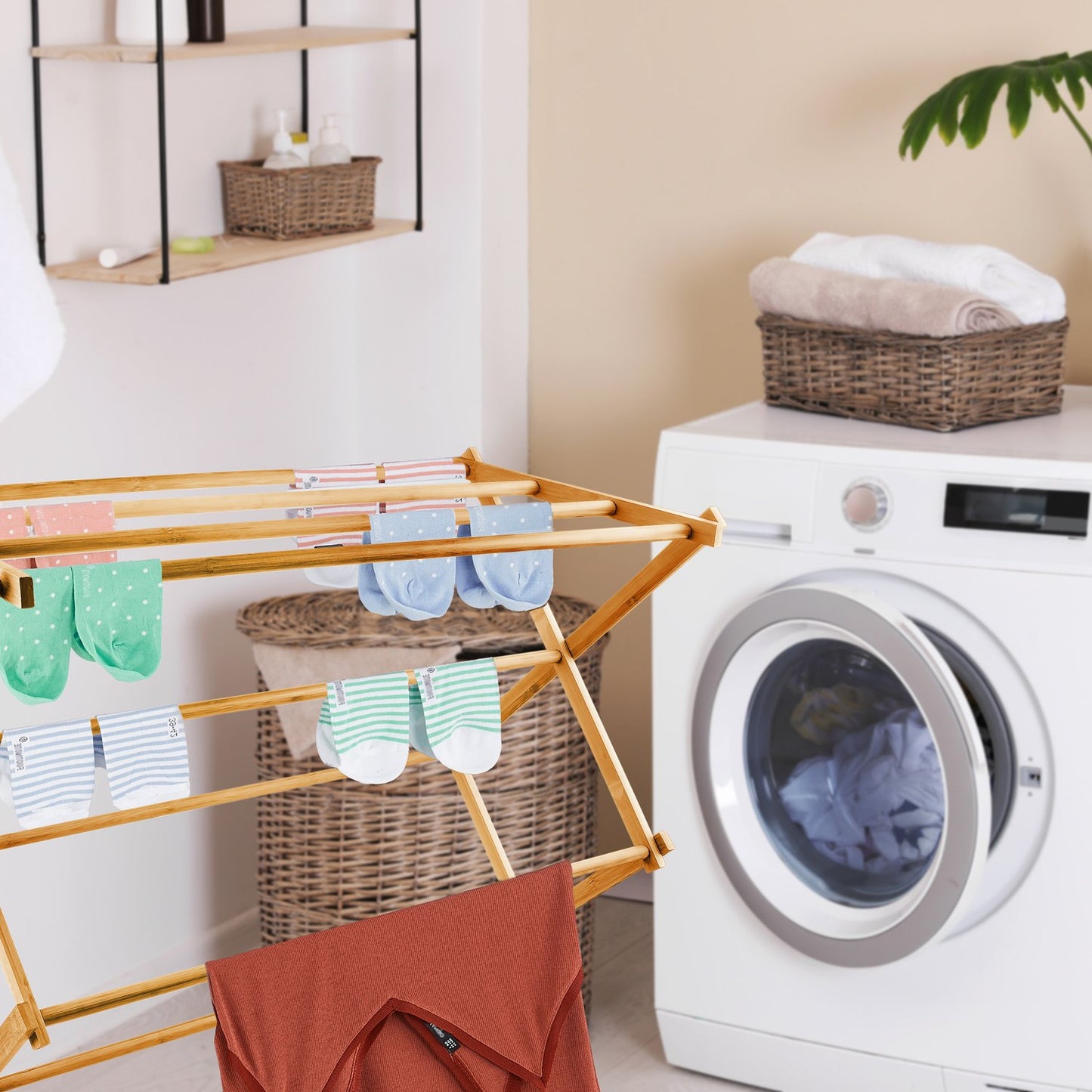 Drying rack bamboo foldable