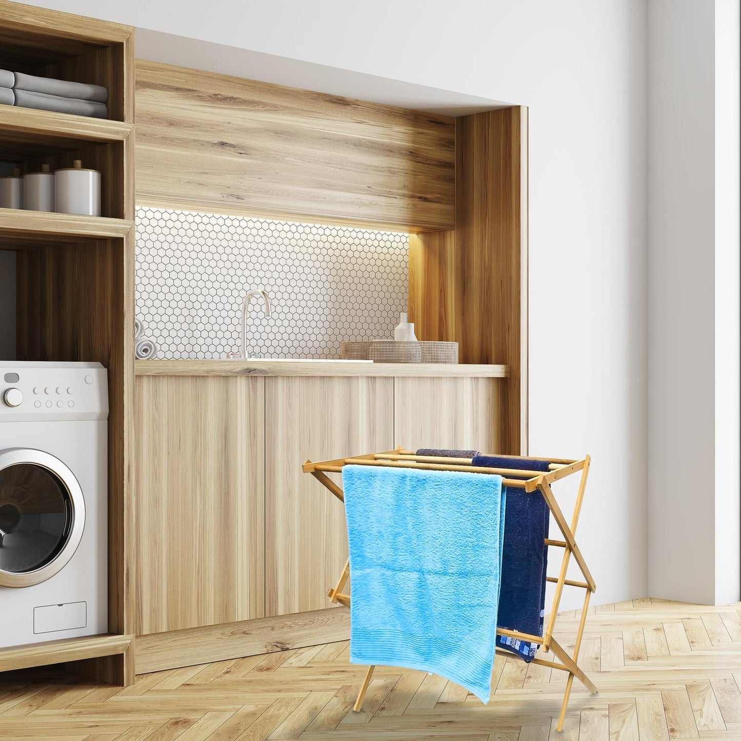 Drying rack bamboo foldable