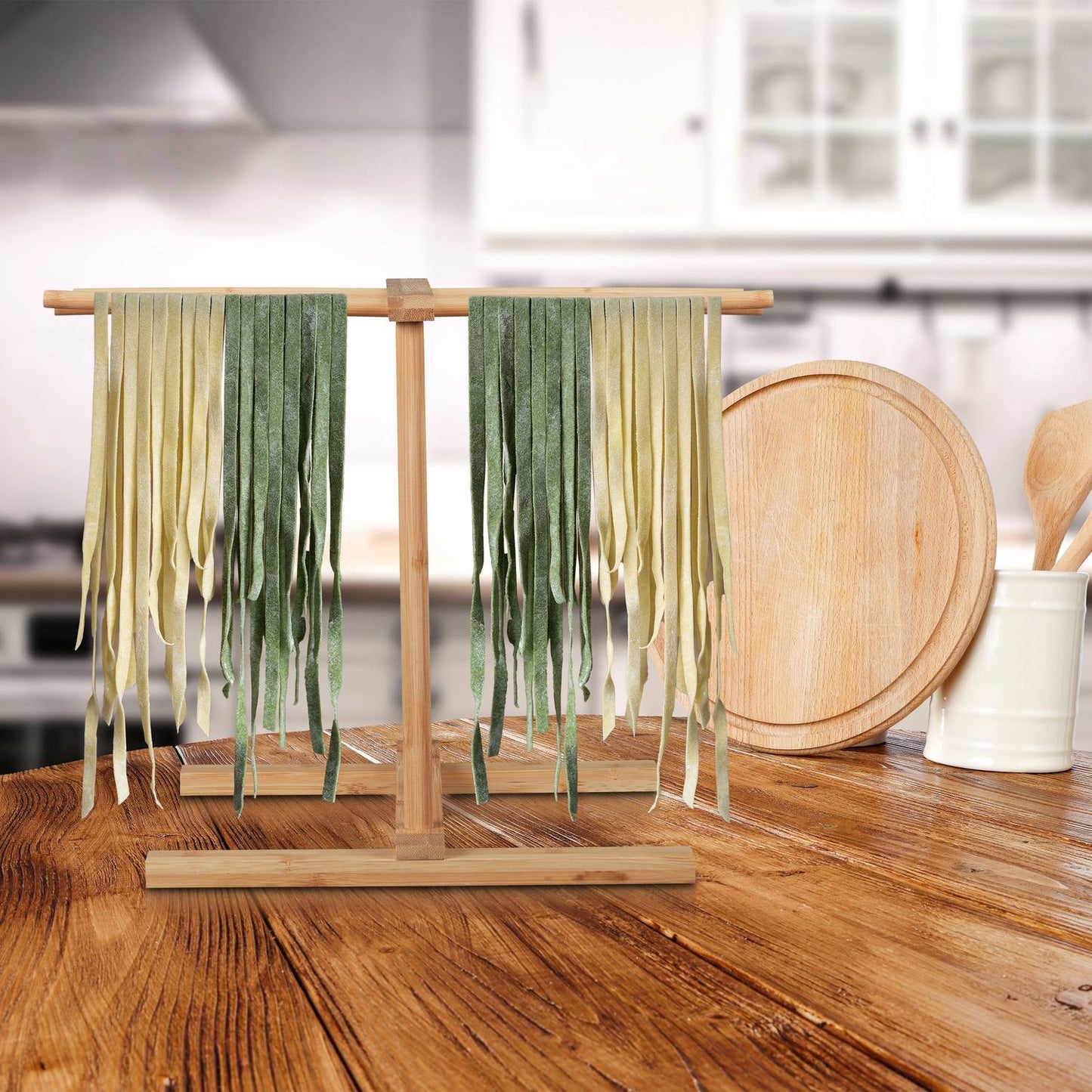<p>Enhance your homemade pasta experience with our natural bamboo pasta dryer, designed for durability and optimal drying. This elegant kitchen tool ensures perfect pasta every time.</p>

<ul>
<li>Crafted from natural bamboo for lasting durability and sty