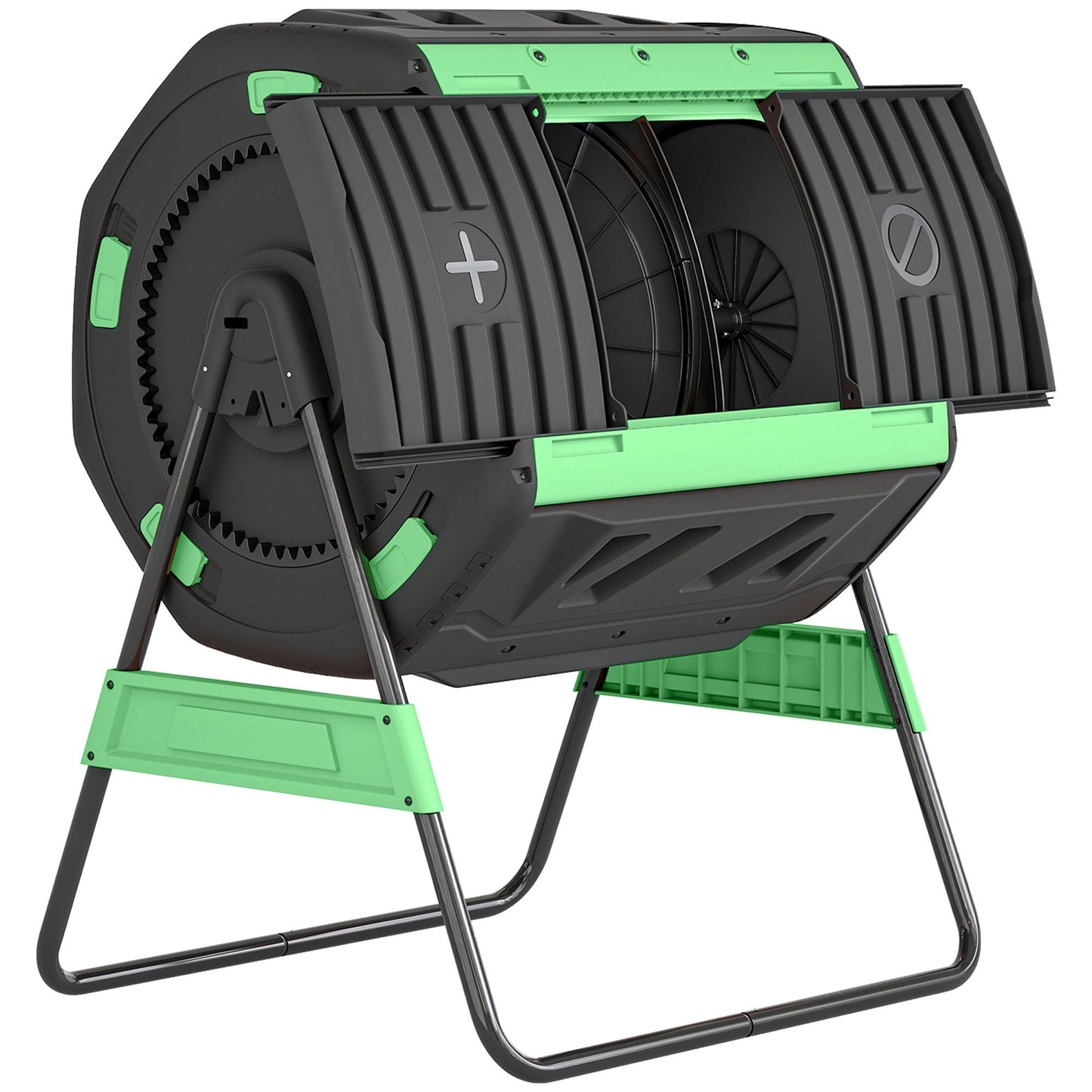 Dual Chamber Outdoor Compost Bin with Rotating Drum