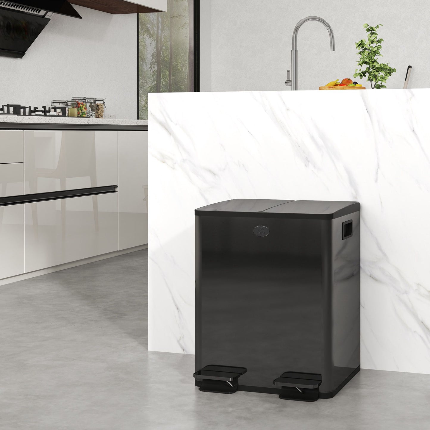 Dual Compartment 40L Stainless Steel Pedal Bin