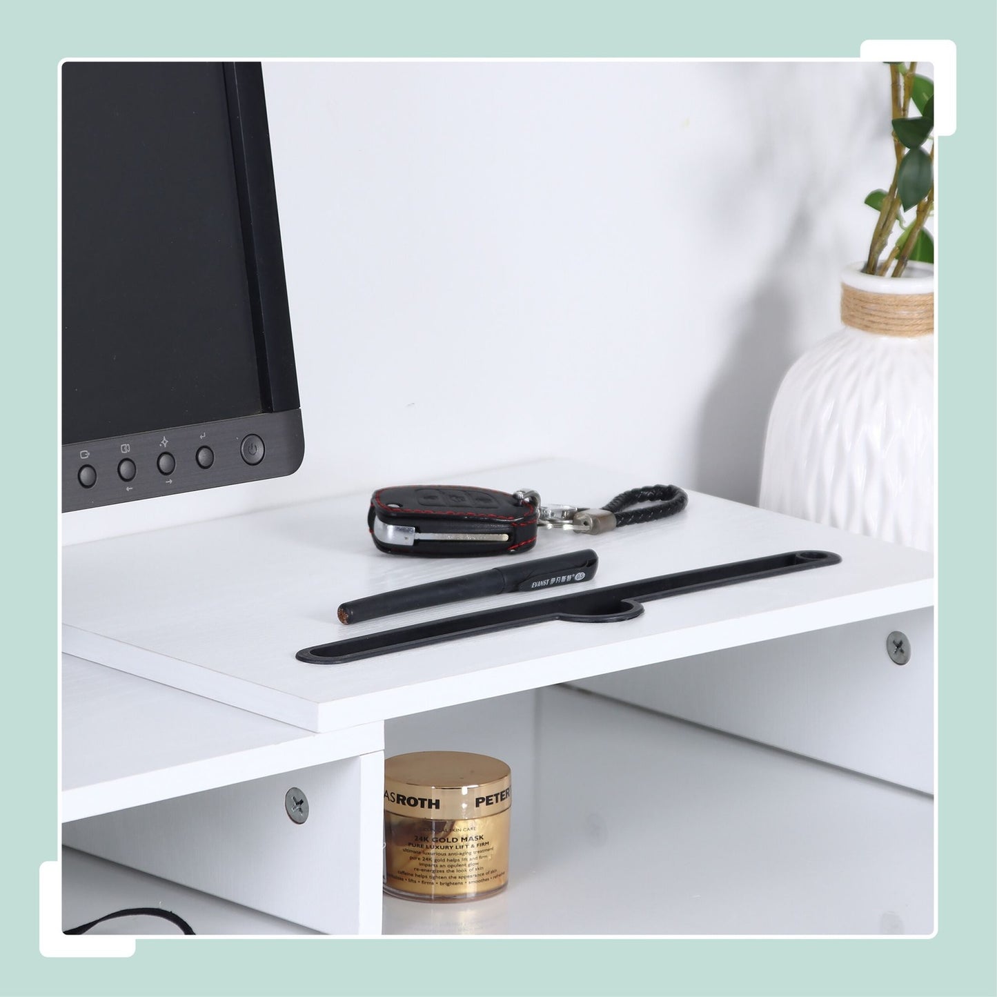 Dual Monitor Stand, Adjustable Height, White