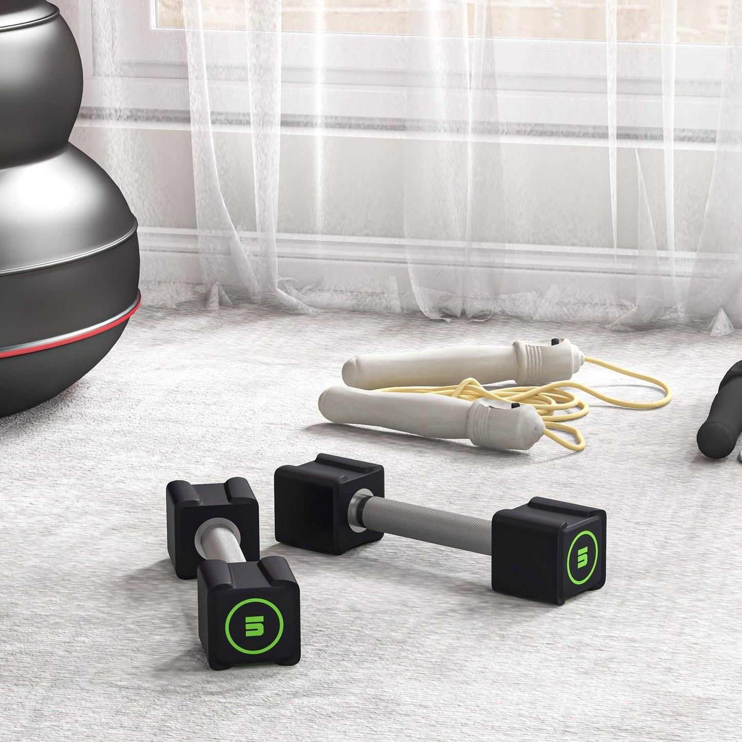 10 Kg Dumbbell Set - Non-slip, metal handle, black