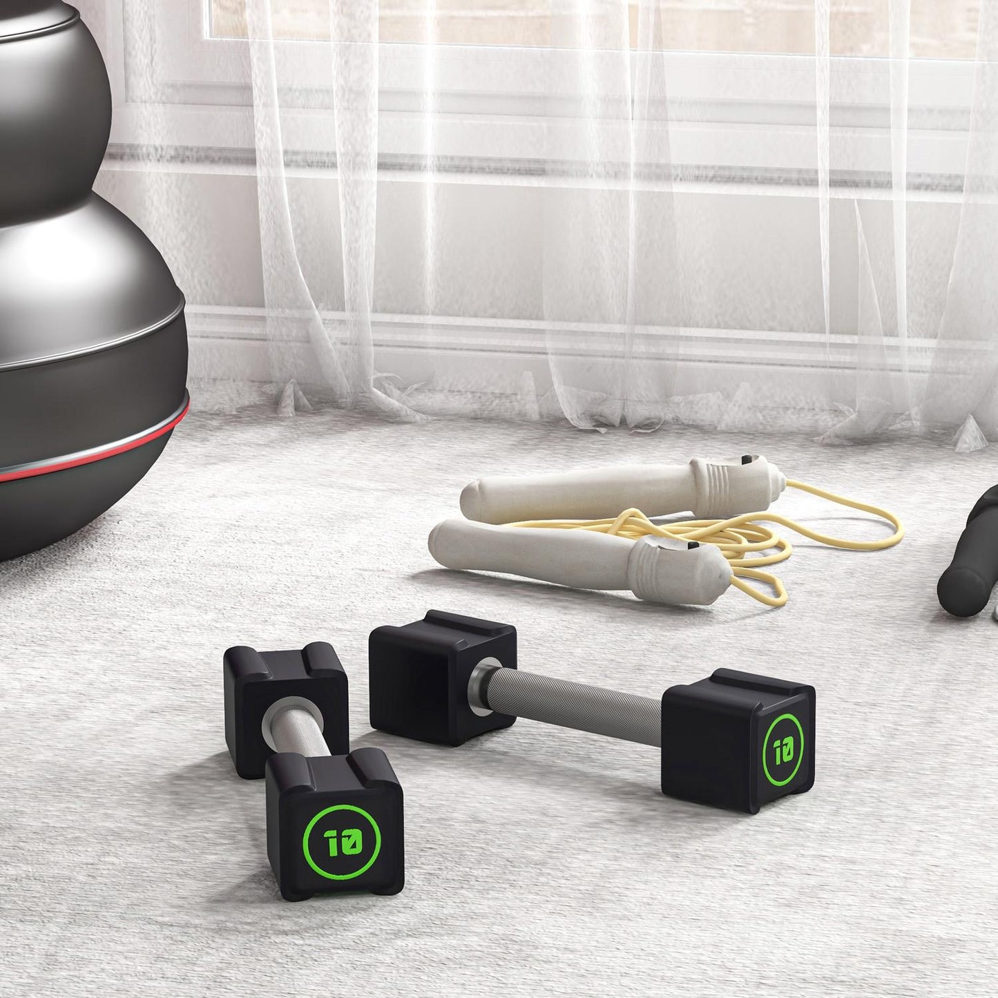Dumbbell set 20 kg - Non-slip metal handles, black