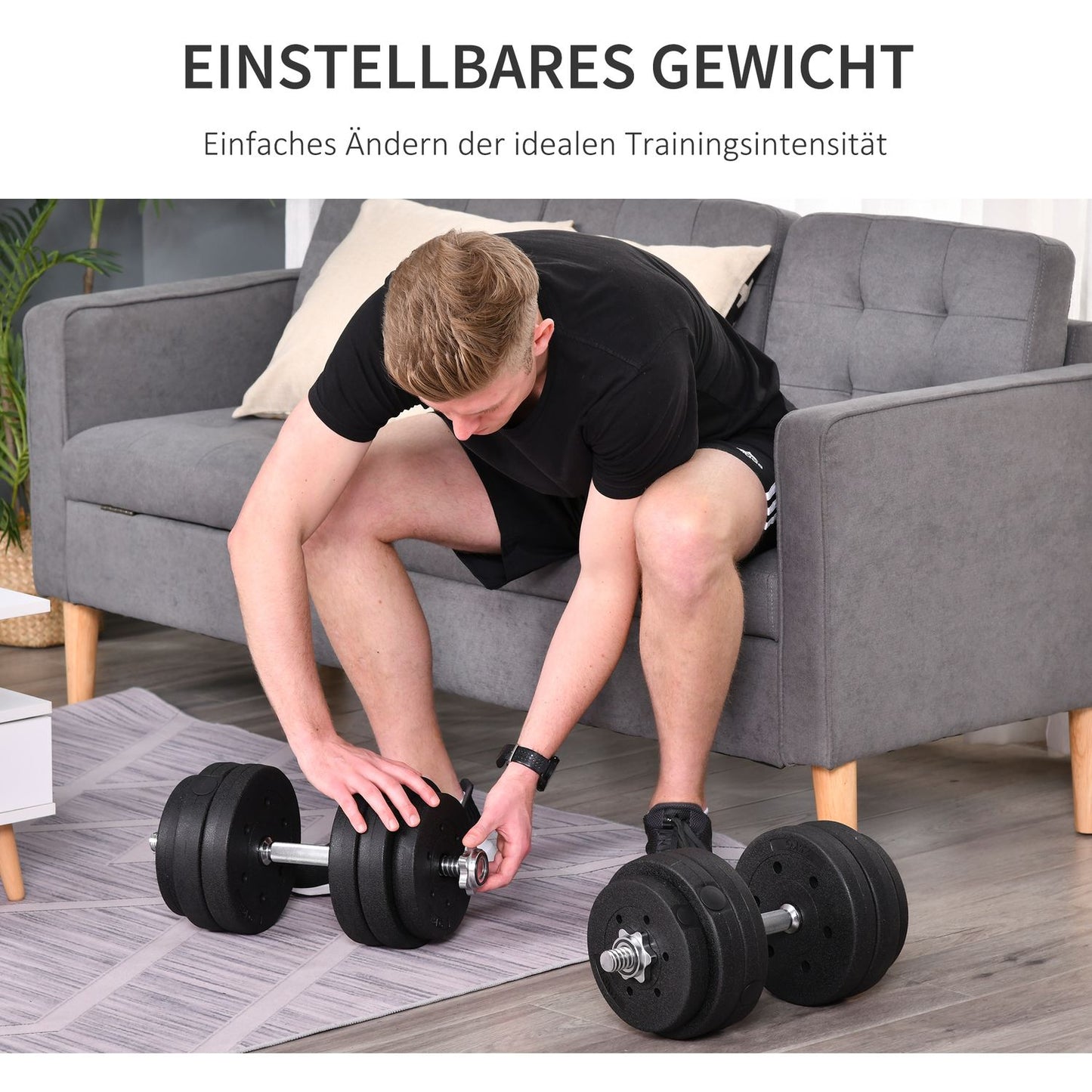 30 kg dumbbell set in steel, strength training for home and gym