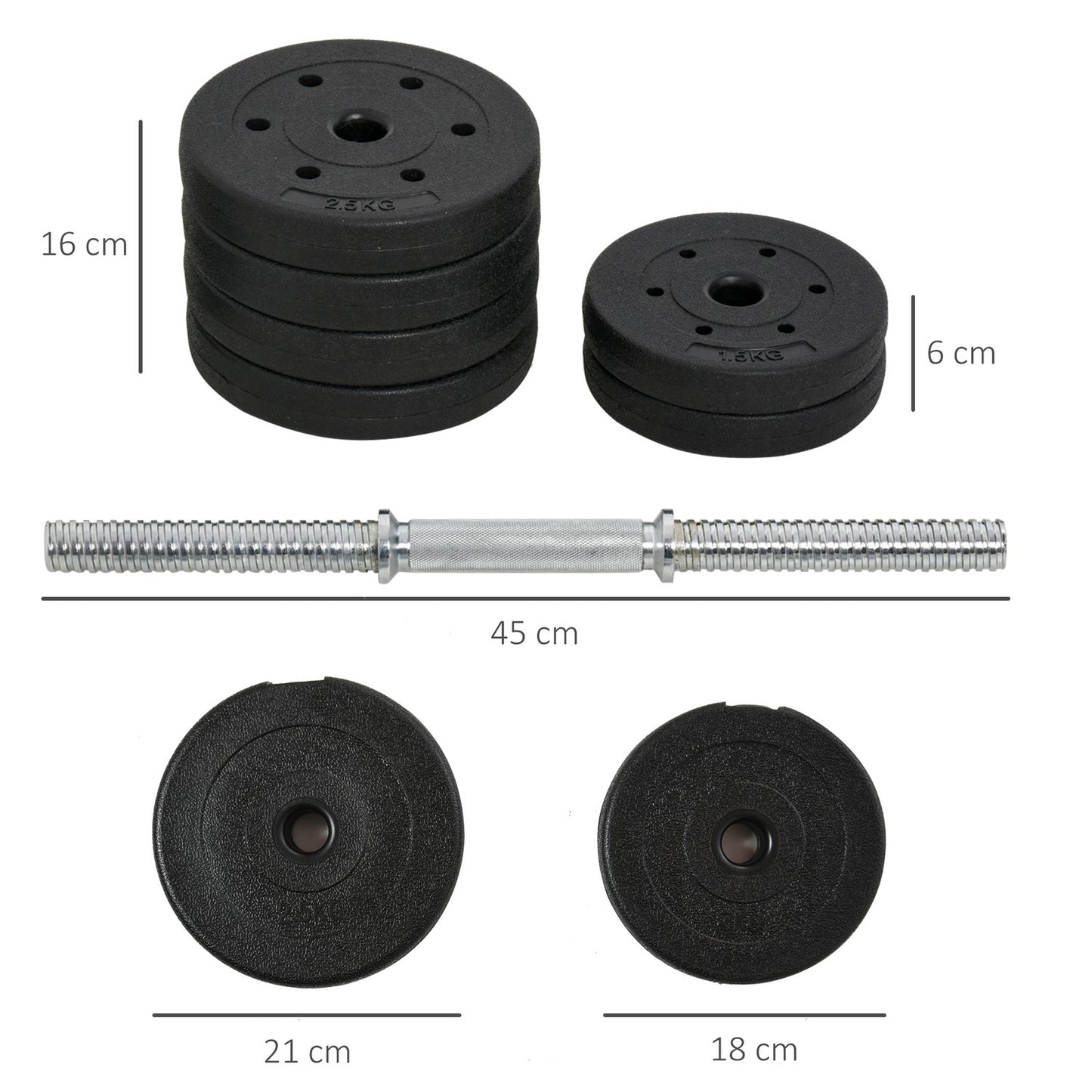 30 kg dumbbell set in steel, strength training for home and gym