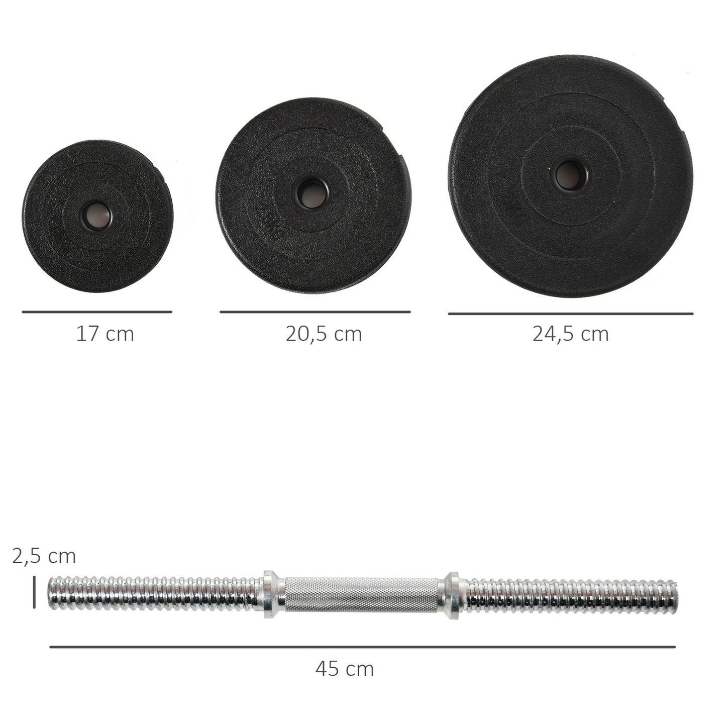 40 kg floor-friendly dumbbell set, steel - strength training