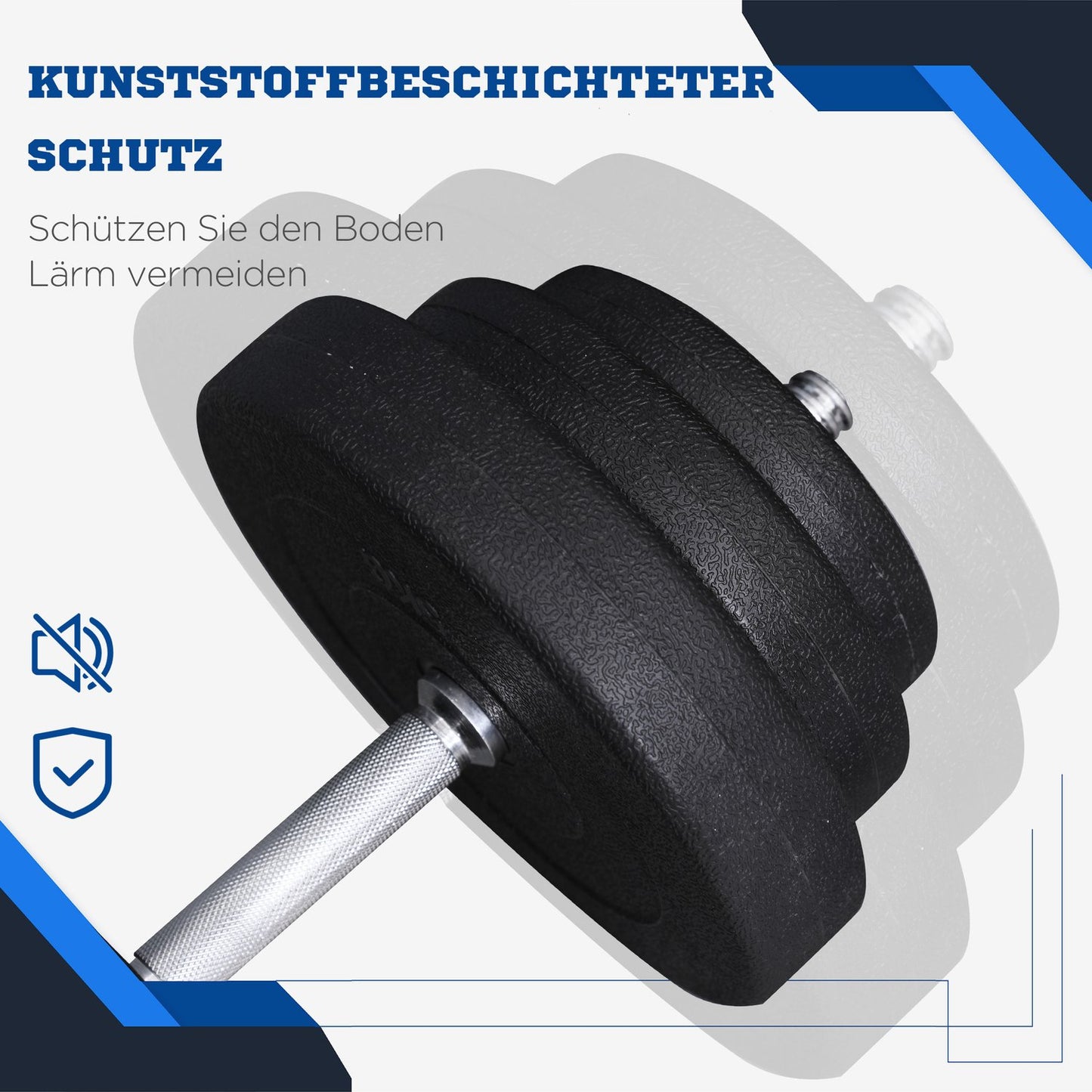 40 kg floor-friendly dumbbell set, steel - strength training