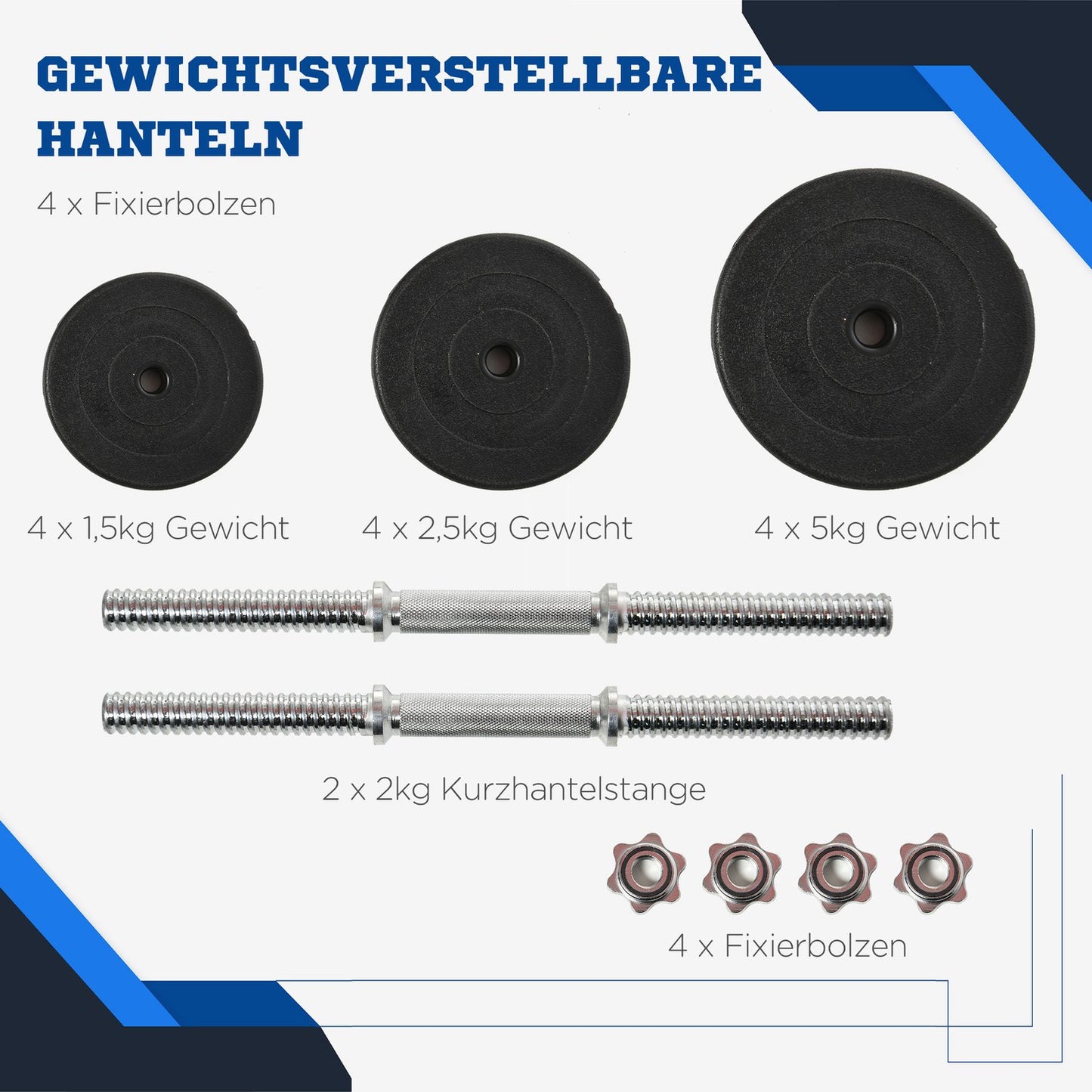 40 kg floor-friendly dumbbell set, steel - strength training